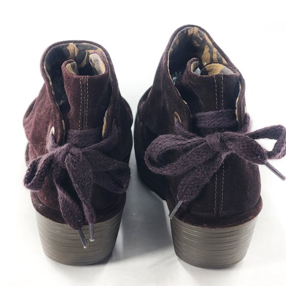 FLY LONDON NWOB Yebi Suede Platform Wedge Lace Up Bootie Espresso - Picture 4 of 7